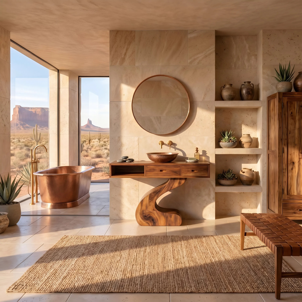 Contemporary Sculpted Vanity For Modern Bathroom Interior