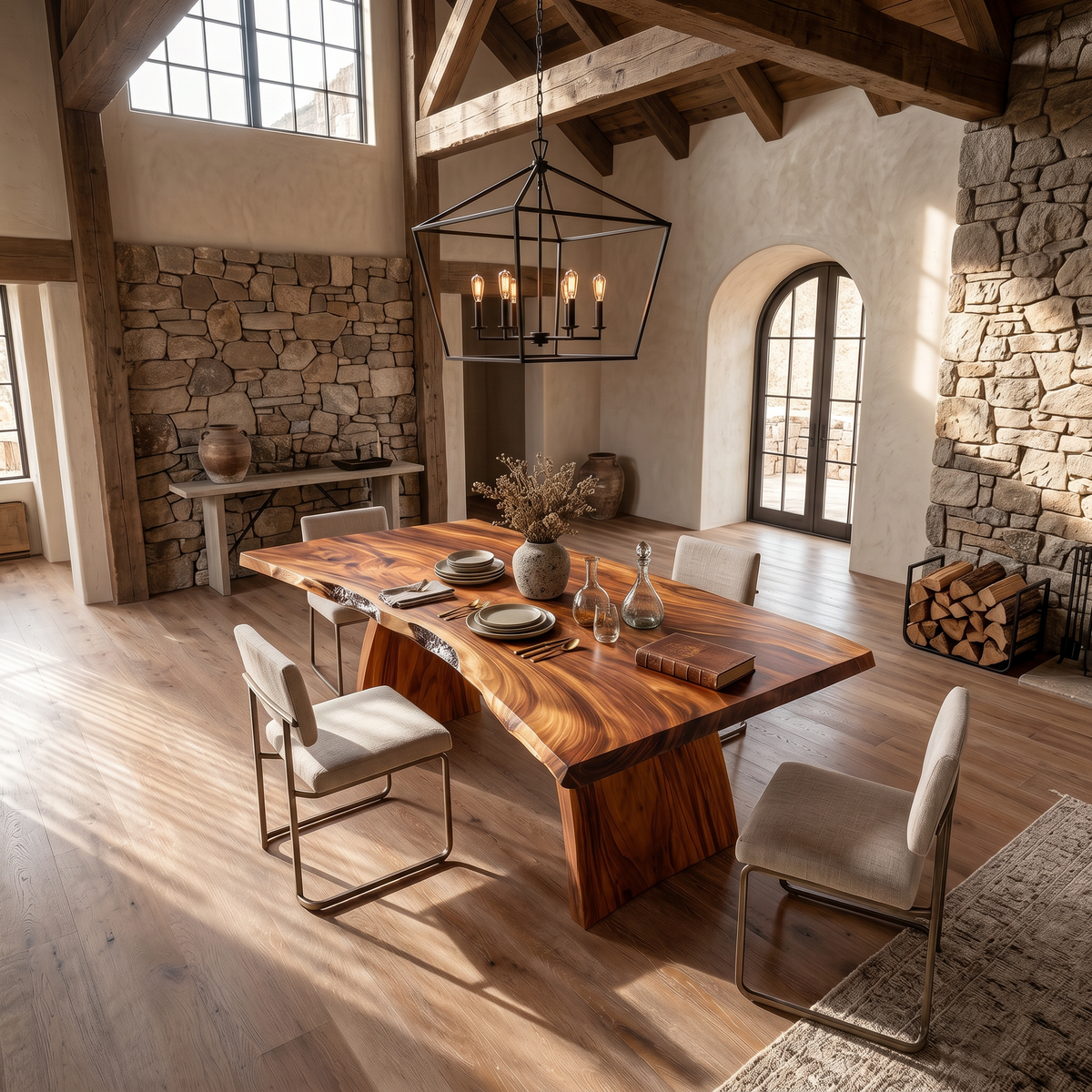 Contemporary Live Edge Dining Table For Entertaining Space