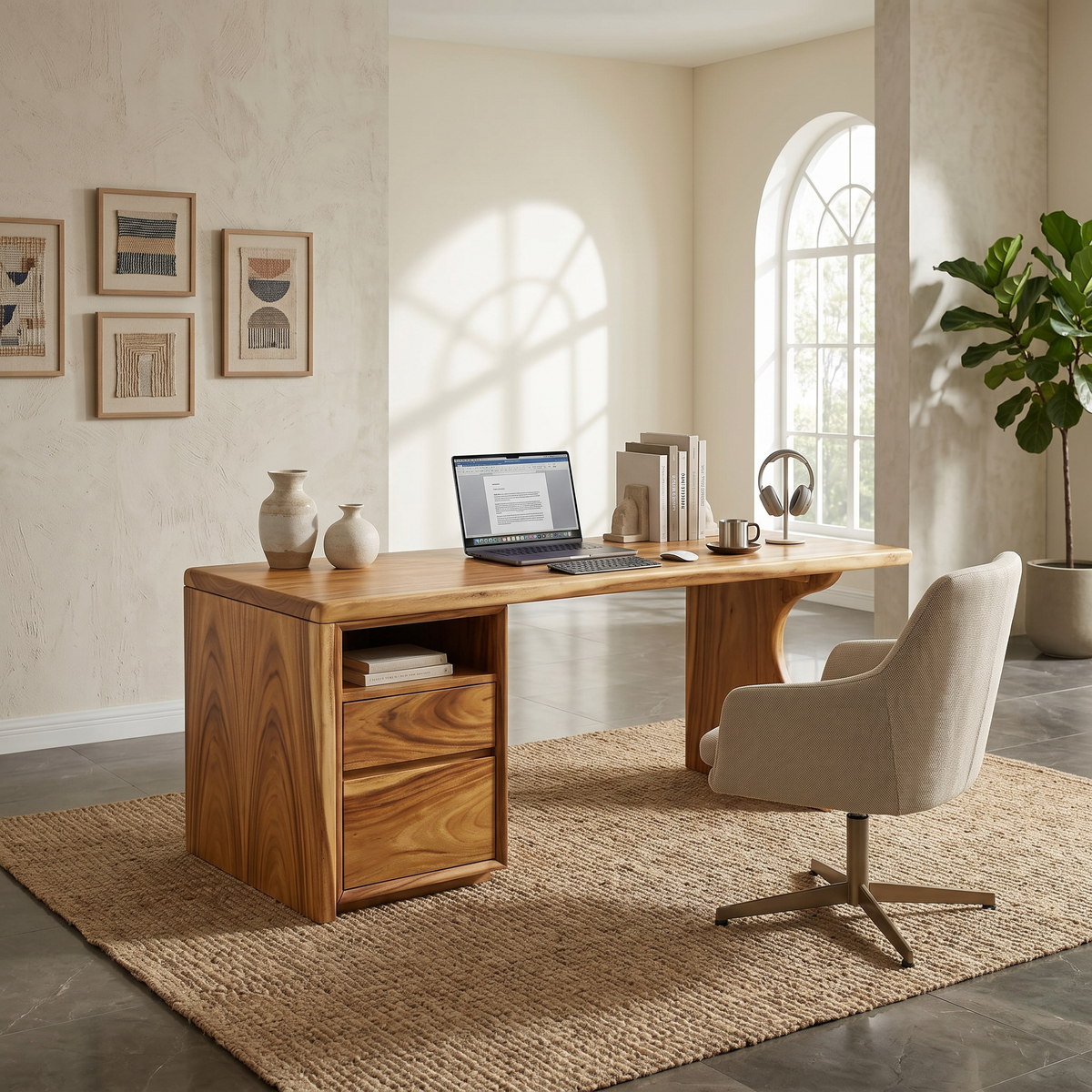 Contemporary Laptop Desk With Side Storage For City Apartment Office