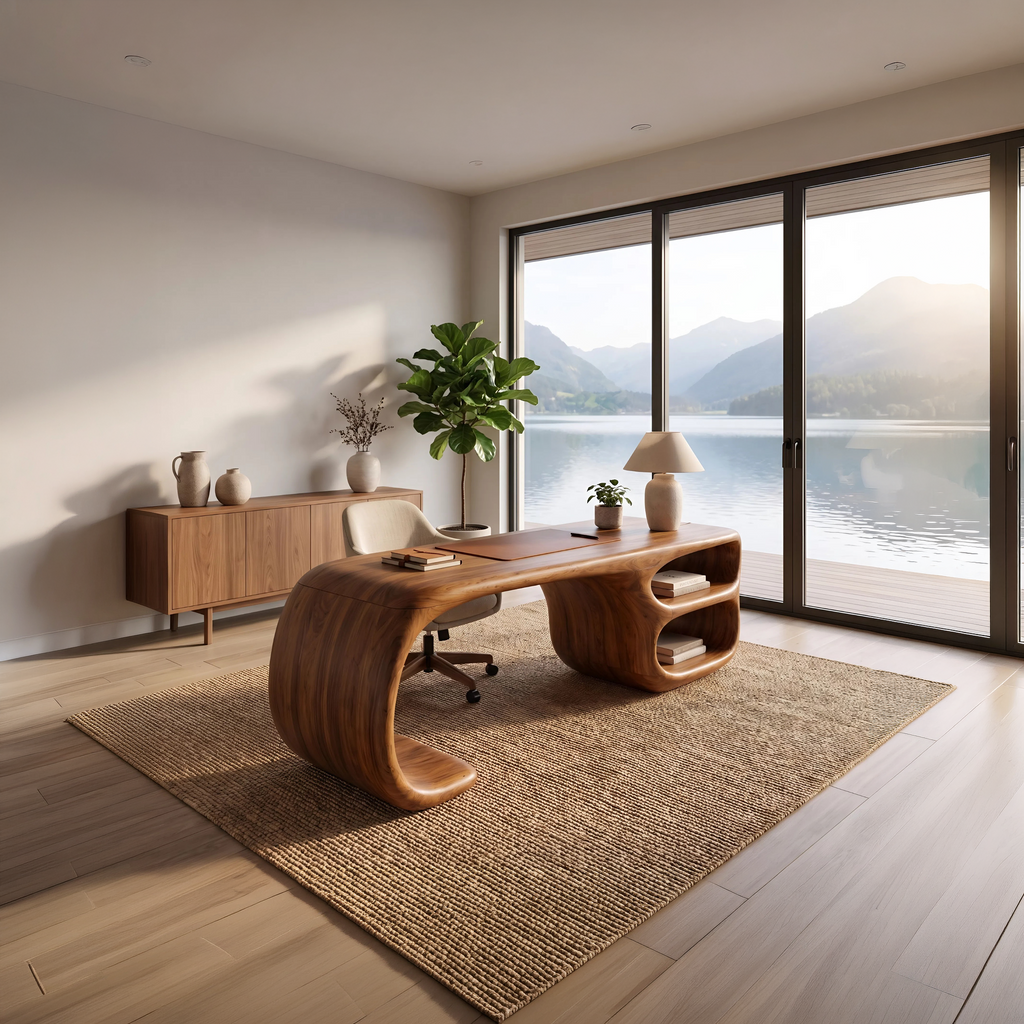 Contemporary Freeform Executive Desk Home Office Studio