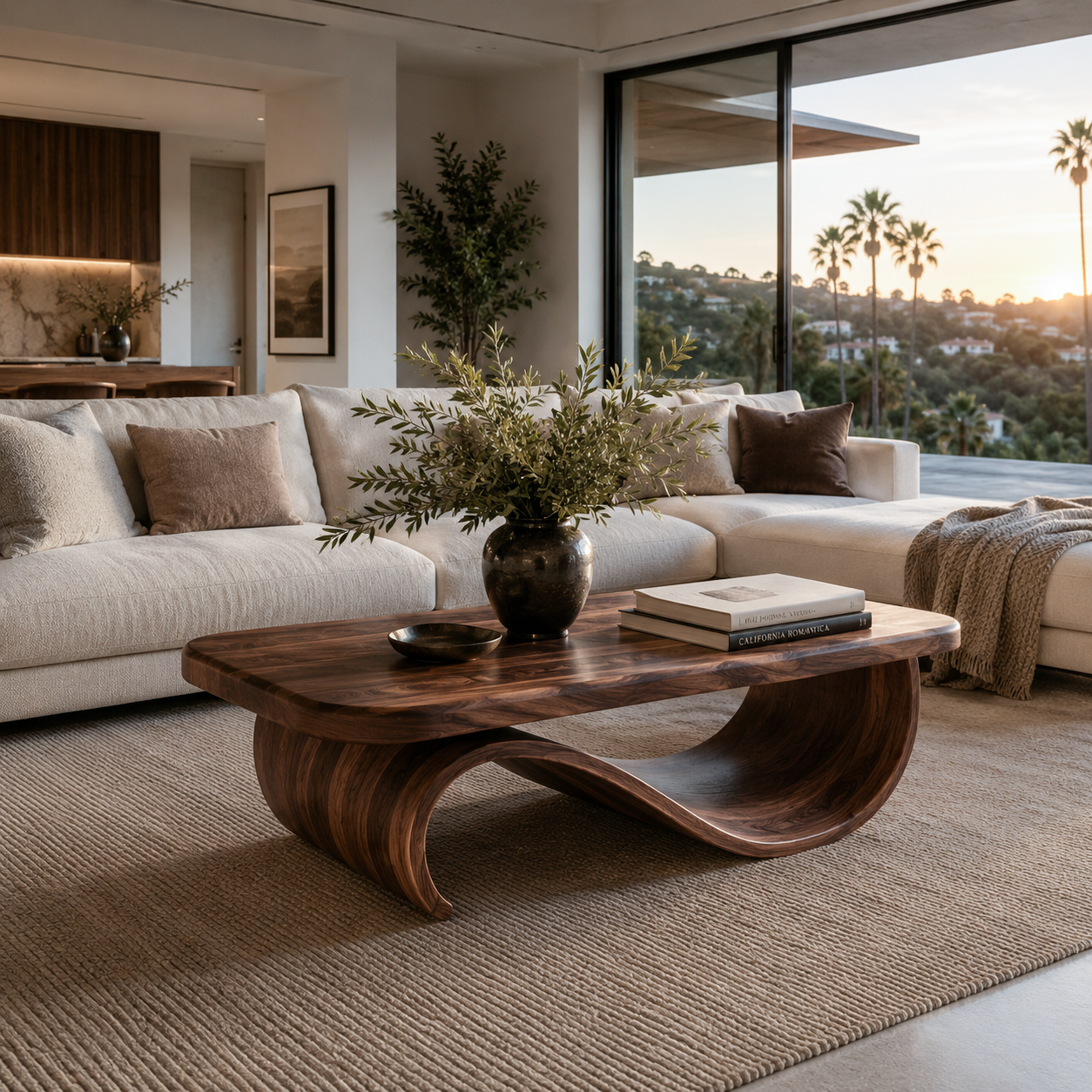 Artistic Coffee Table Curved Base Design For Living Decor