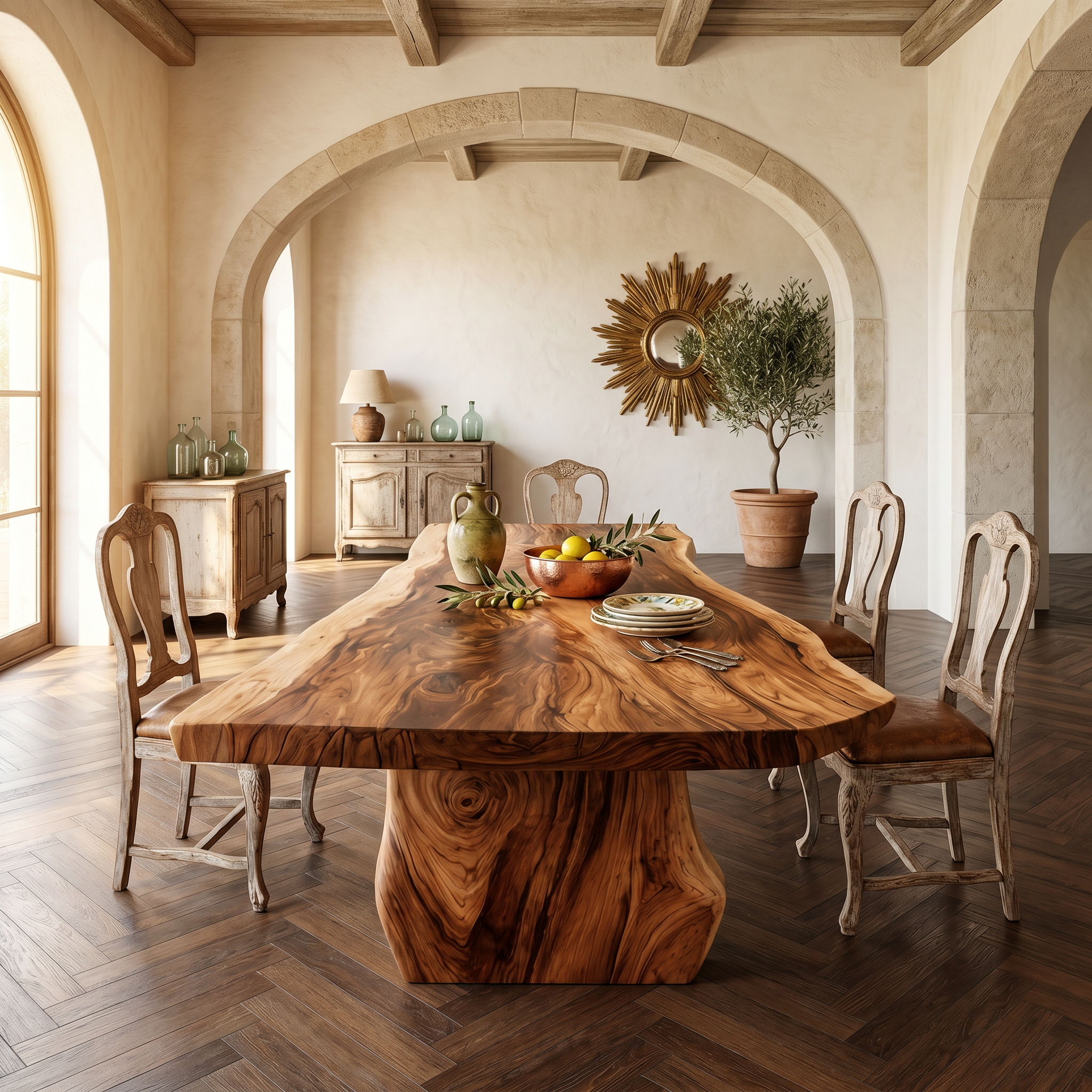Contemporary Sculpted Base Dining Table For Modern Dining Interior