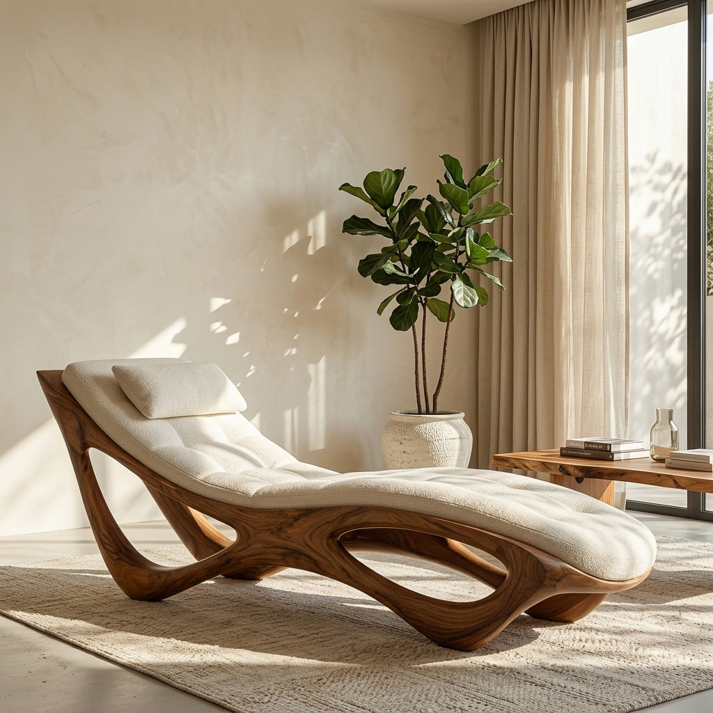 Artistic Natural Wood Lounge Chair For Relaxing Space