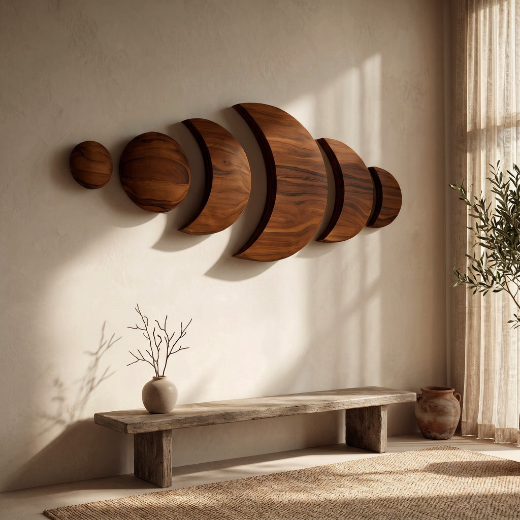 Boho Moon Phase Wood Wall Decor For Living Room