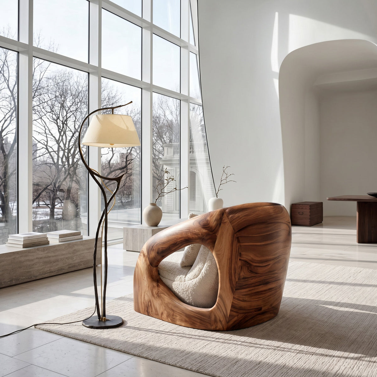Contemporary Curved Armchair For Modern Living Room
