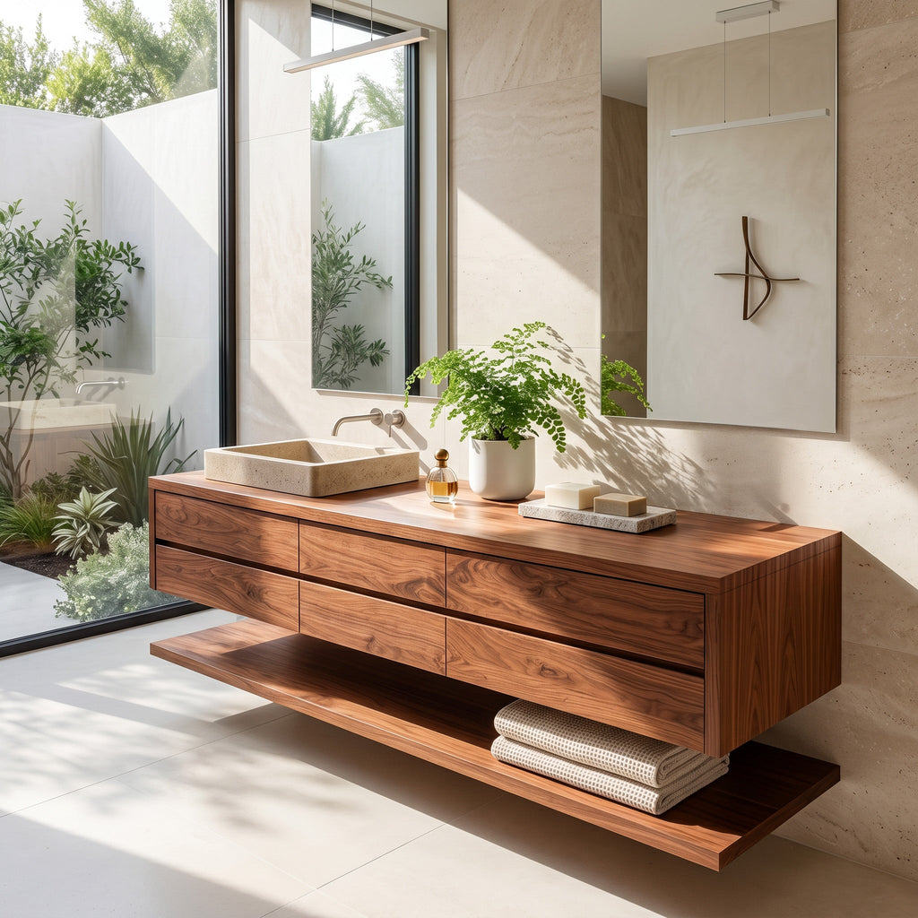 Contemporary Floating Bathroom Vanity With Multiple Drawers For Bathroom