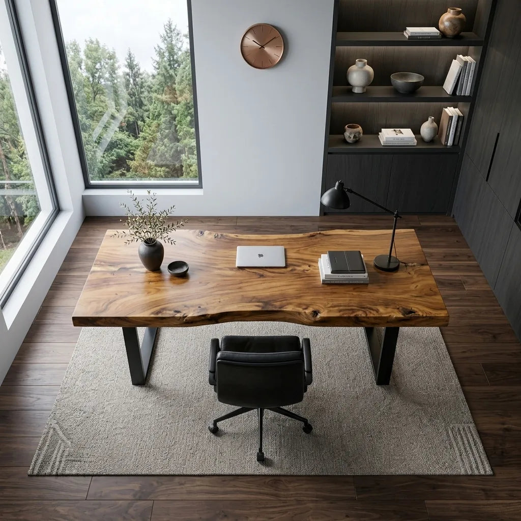 Contemporary Live Edge Desk For Home Office