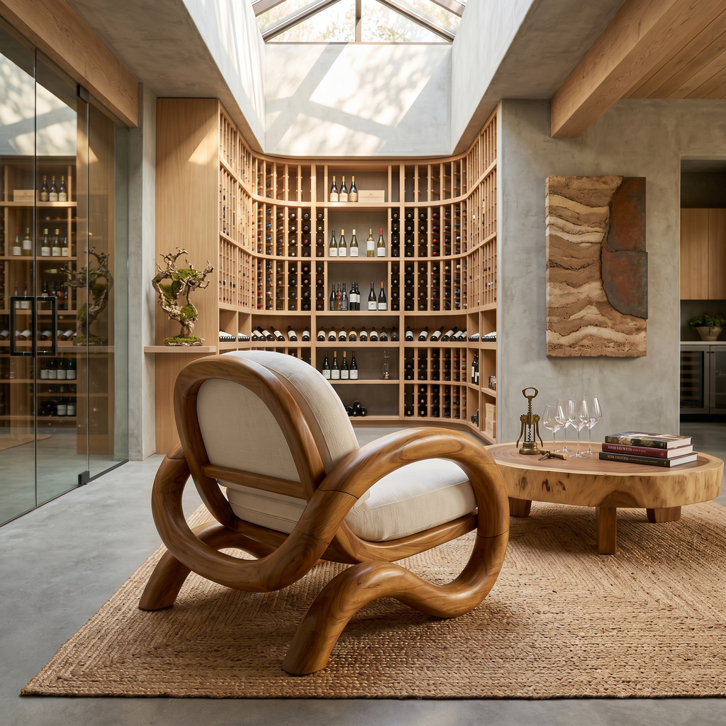 Contemporary Curved Lounge Chair Modern Villa Interior