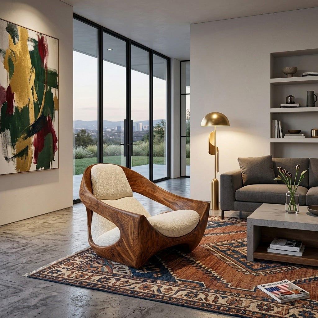 Artistic Natural Wood Chair For Contemporary Living Room