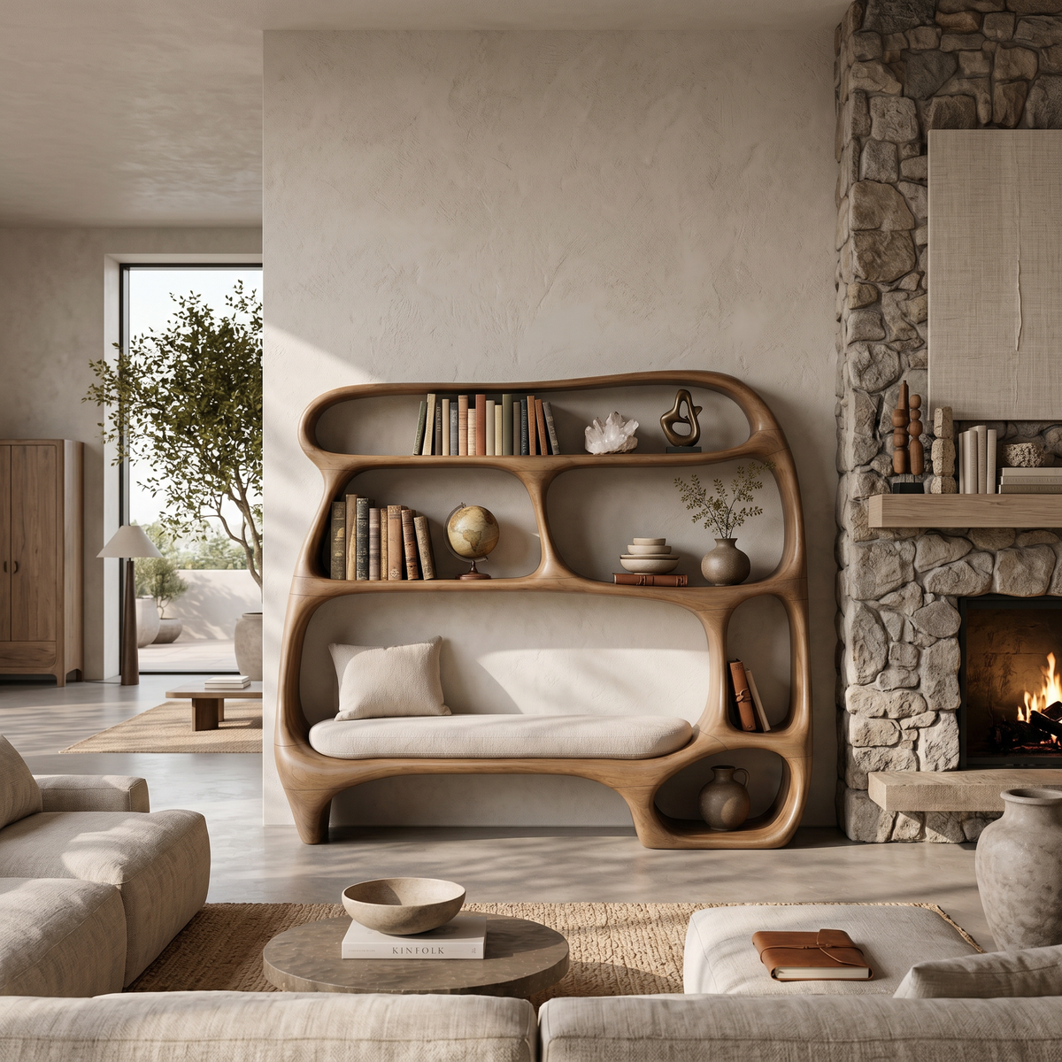 Contemporary Organic Bookshelf For Modern Living Room