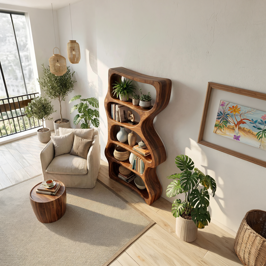Contemporary Decorative Bookcase Storage Organizer For Living Room