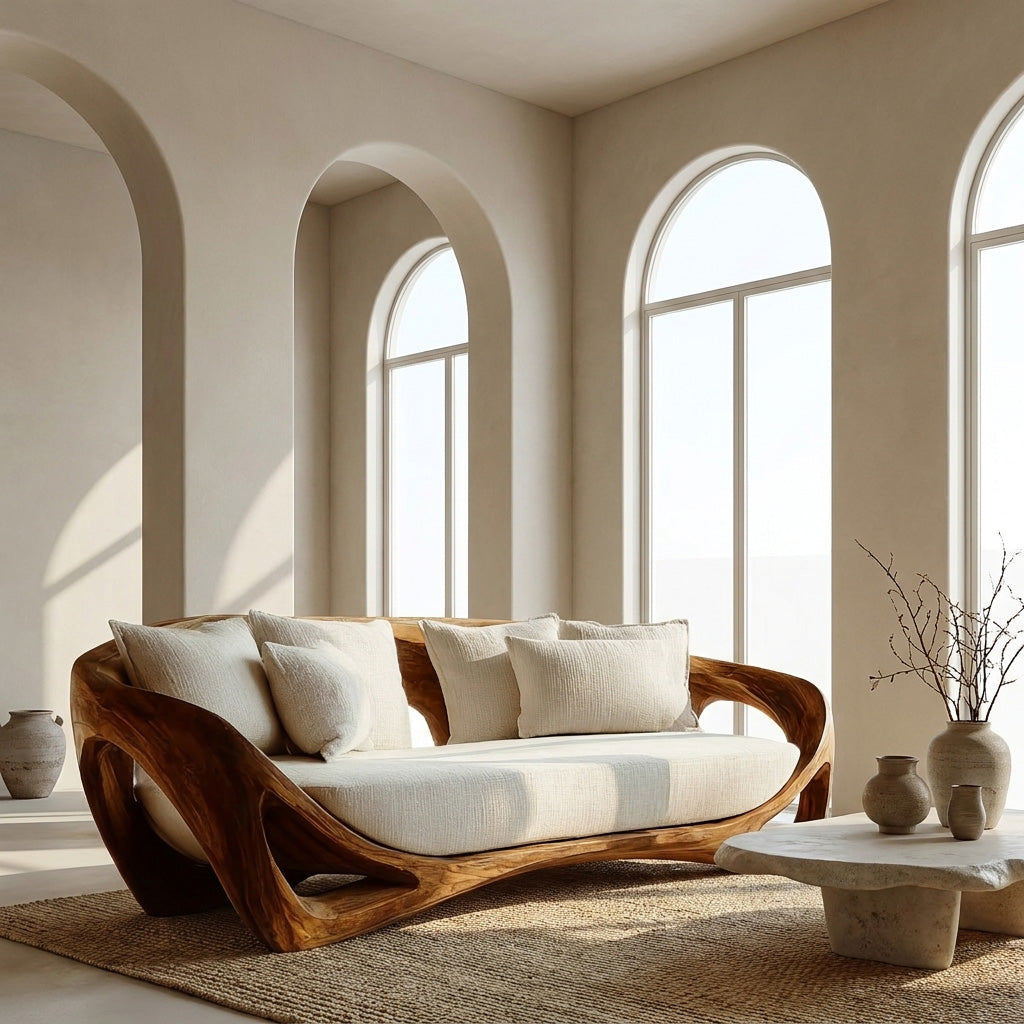 Contemporary Organic Wood Sofa For Living Room