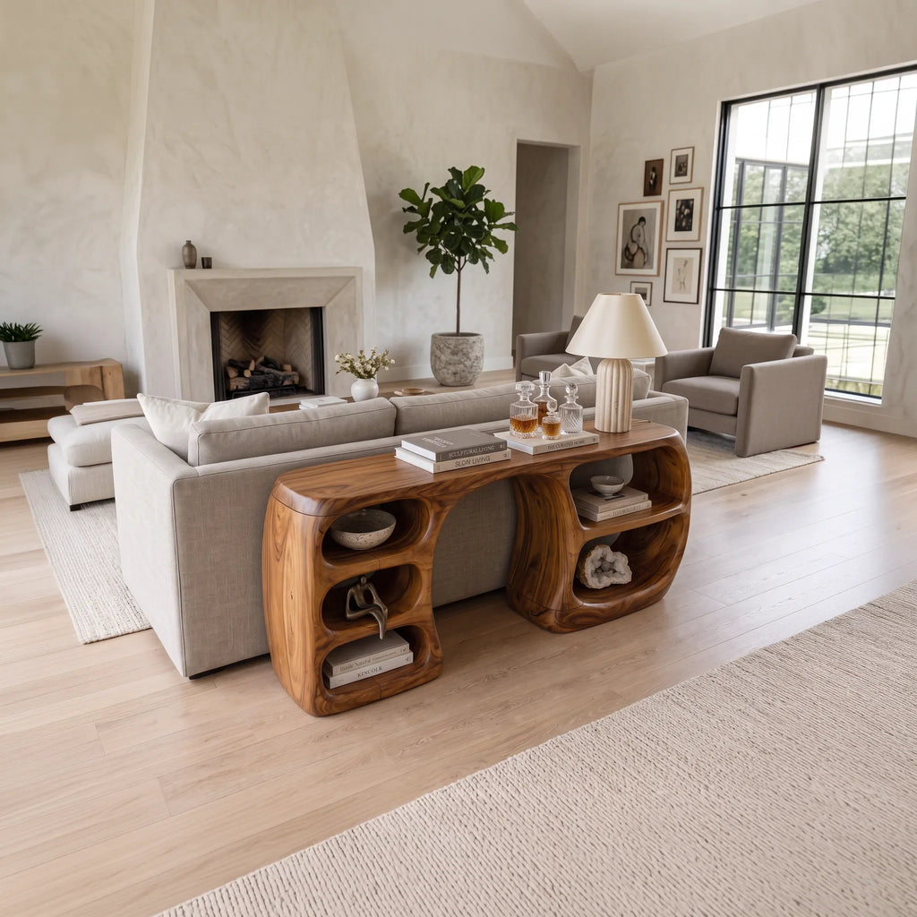 Contemporary Open Storage Console For Modern Entryway