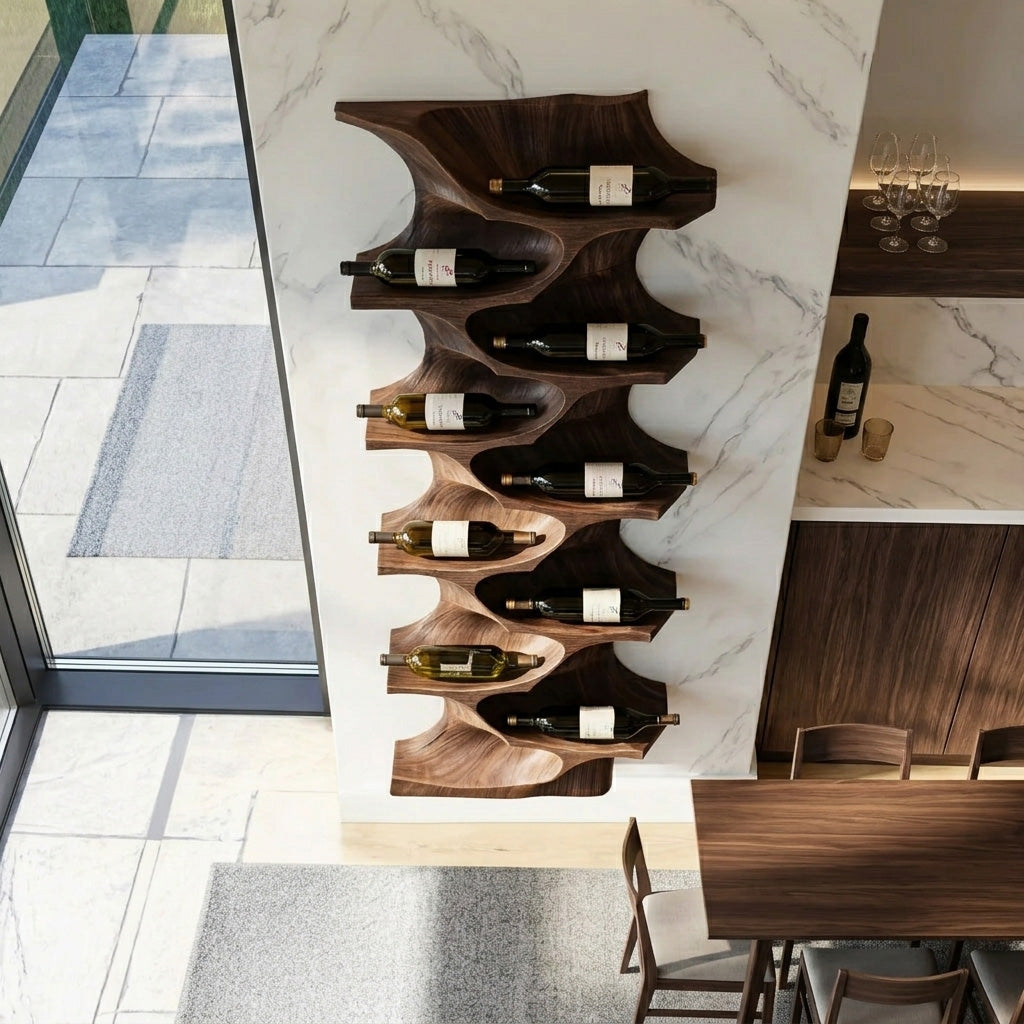 Contemporary Natural Wood Wine Rack For Dining Room Wall Display