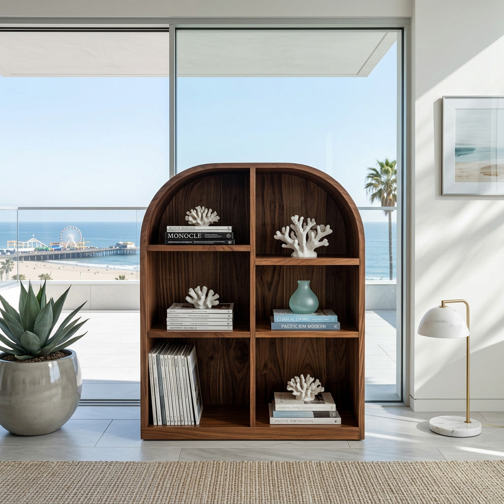 Contemporary Open Wooden Magazine Rack With  For Living Room
