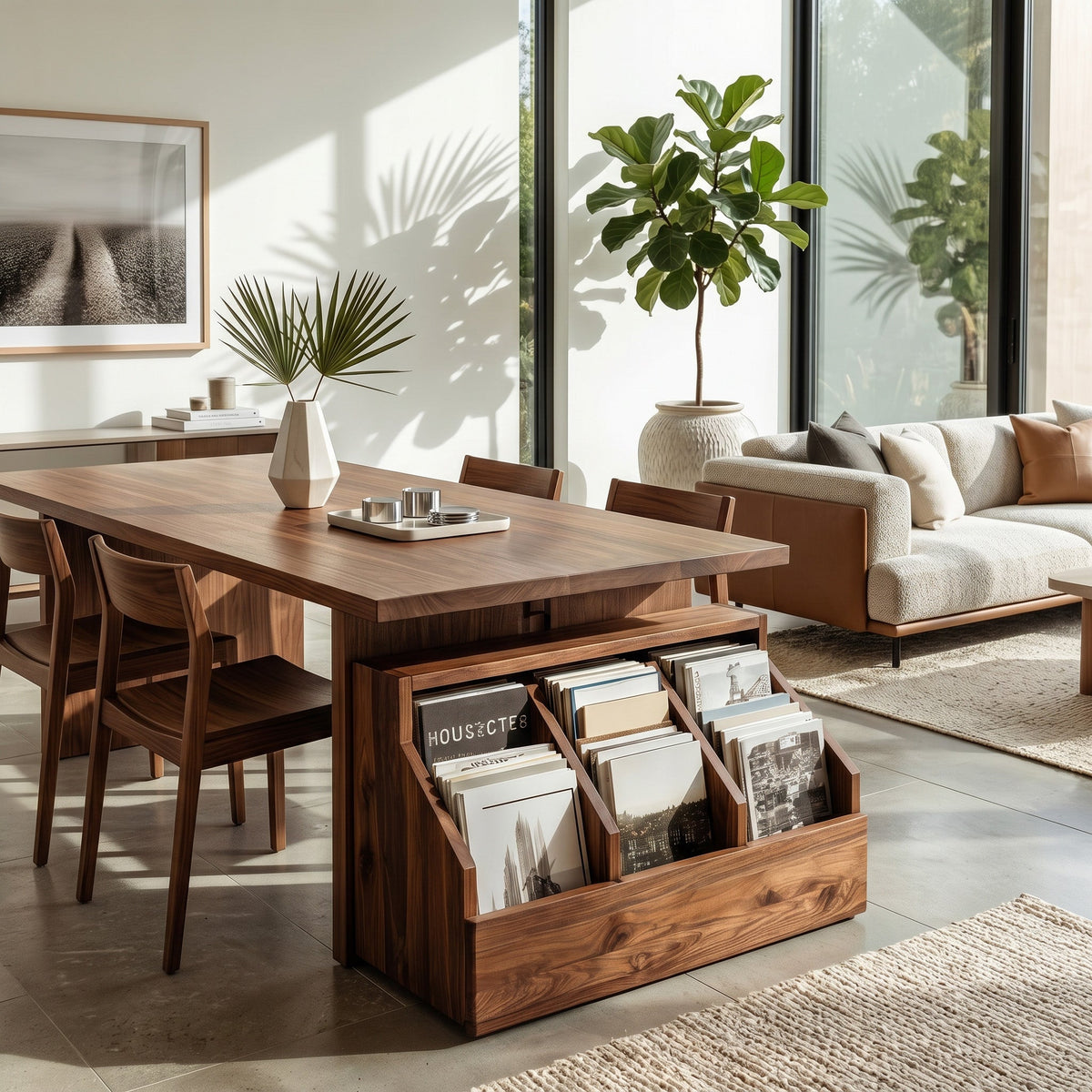 Contemporary Angled Pocket Magazine Rack For Living Room