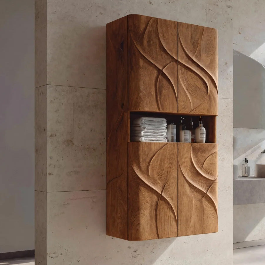 Contemporary Bathroom Cabinet With Door Waves For Bathroom