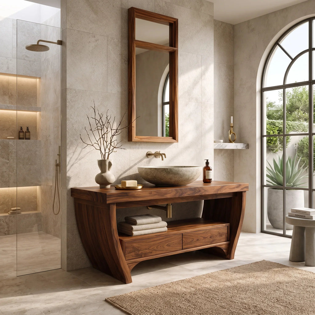 Contemporary Curved Leg Bathroom Vanity For Master Bathroom