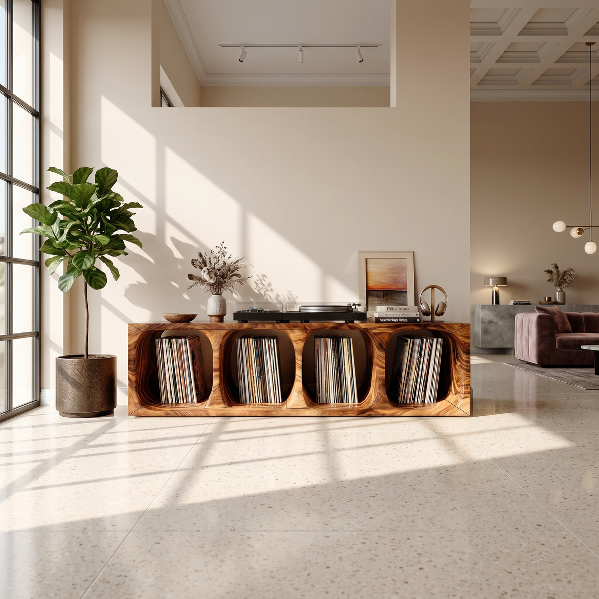 Contemporary Arch Vinyl Storage Cabinet Luxury Lounge