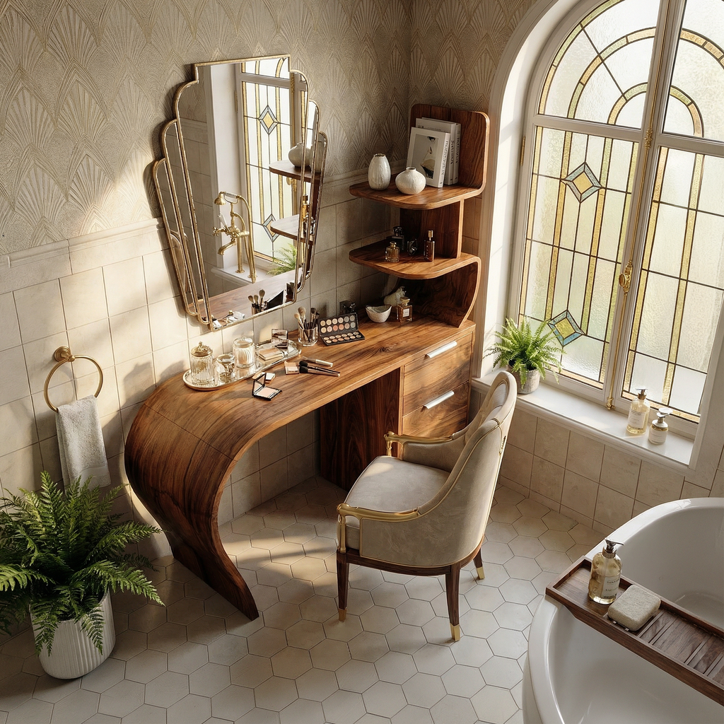 Boho Makeup Vanity Desk Bedroom Dressing Area Beauty Space