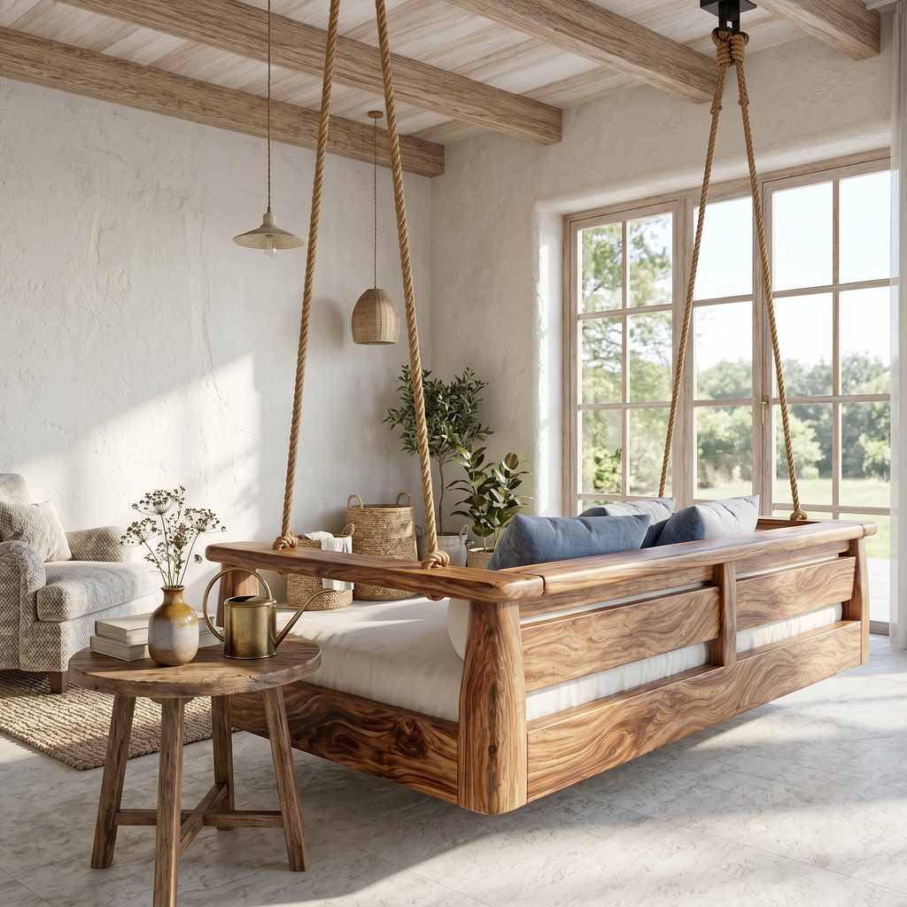 Coastal Porch Hanging Daybed Swing Seaside Cottage Retreat