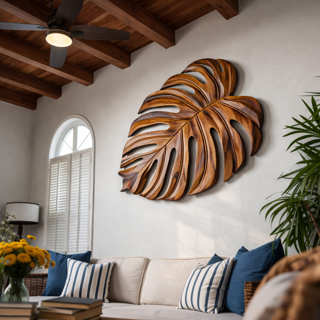 Artistic Wooden Leaf Wall Art For Living Room
