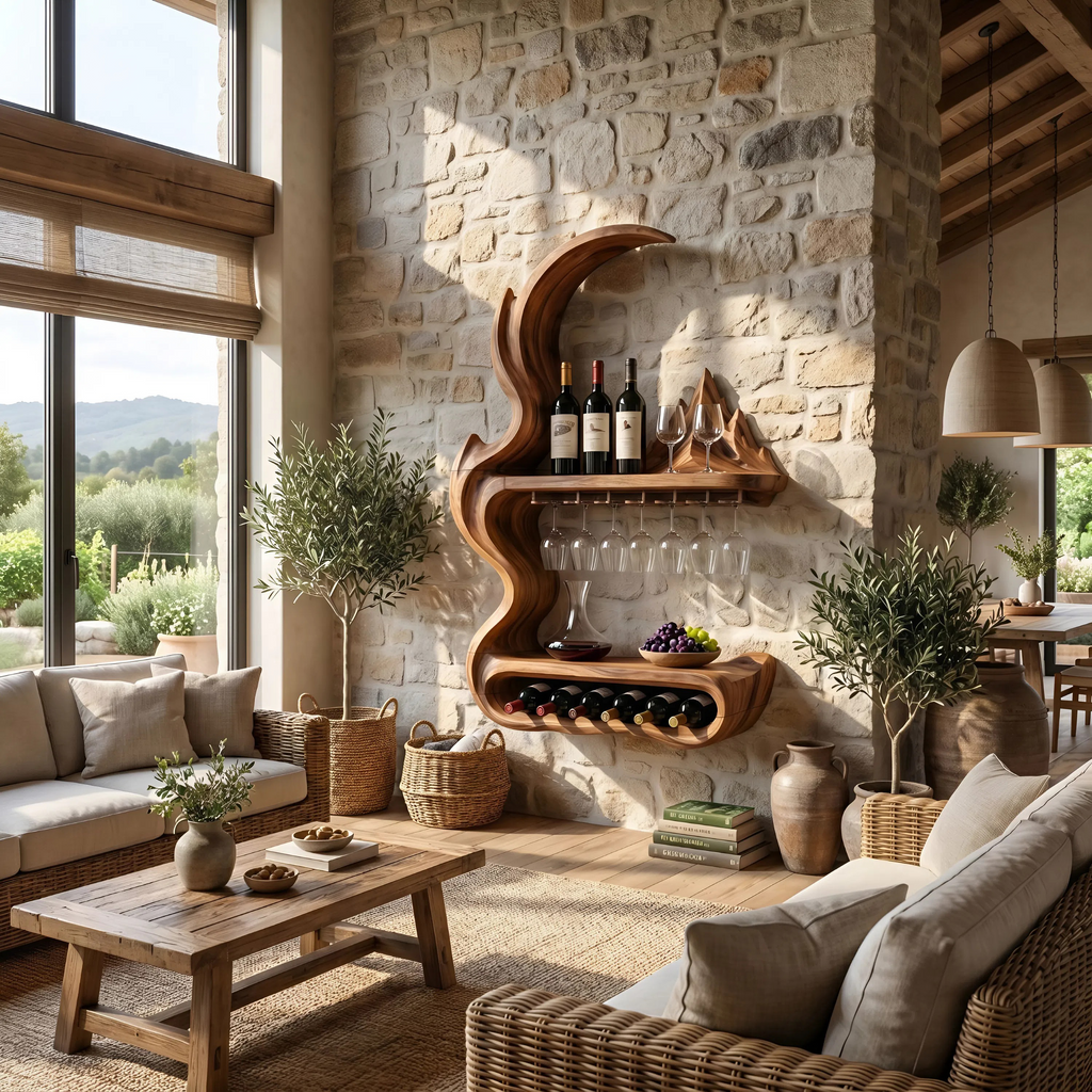 Contemporary Artistic Wine Rack For Open Interior