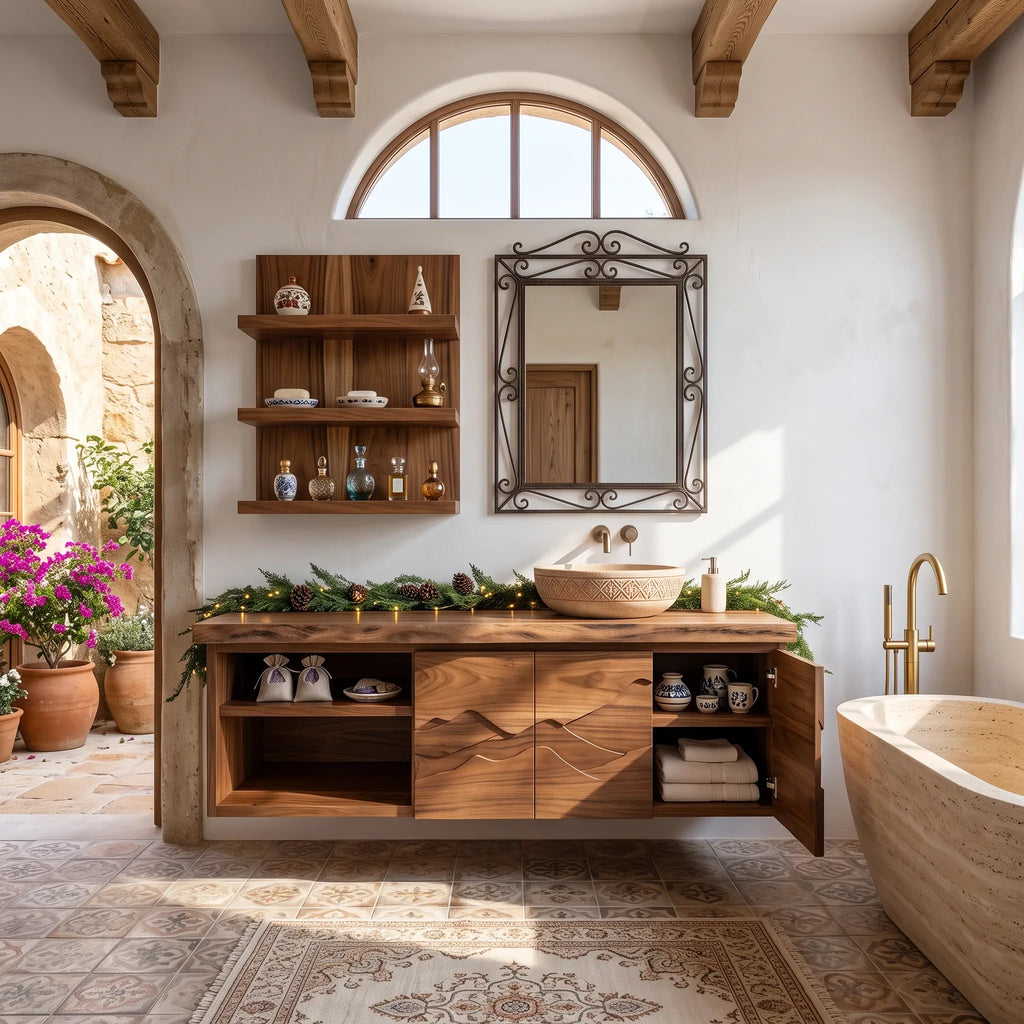 Contemporary Christmas Storage Bathroom Vanity Master Ensuite