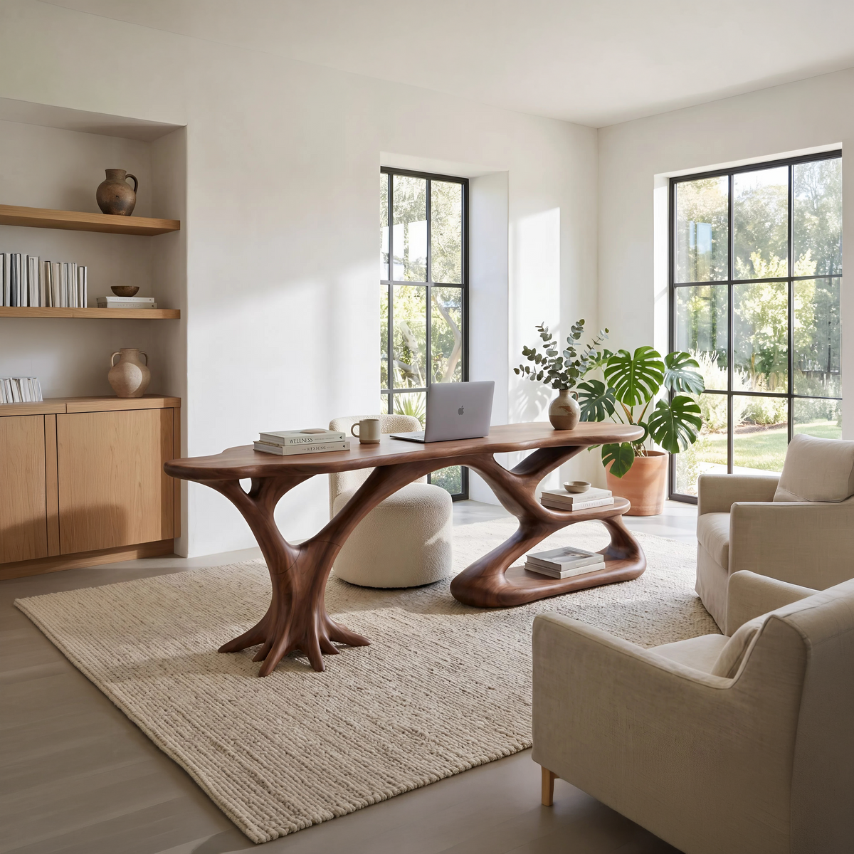 Artistic Tiered Shelf Computer Desk Living Room Office