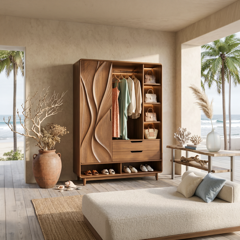 Contemporary Sculptural Form Armoire For Luxury Bedroom Interior