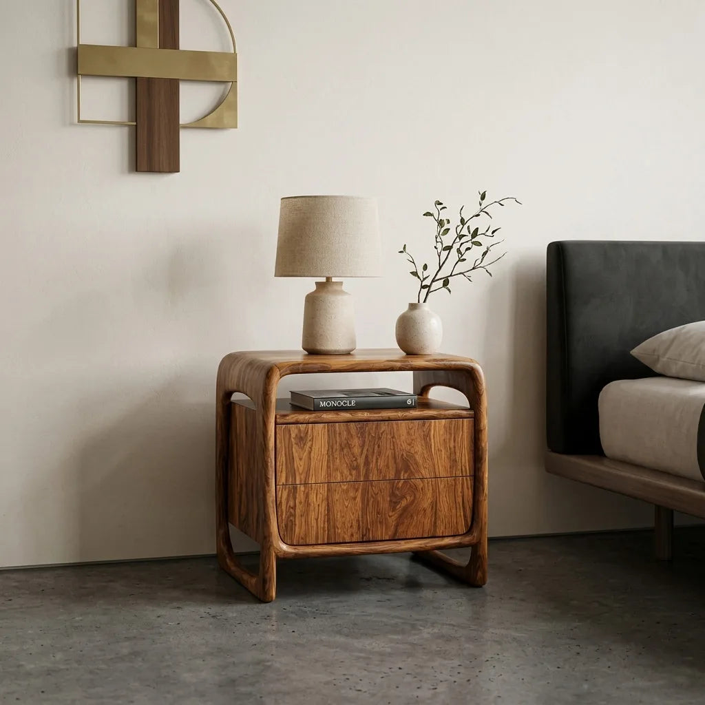 Contemporary Sculptural Open Frame Nightstand For Bedroom