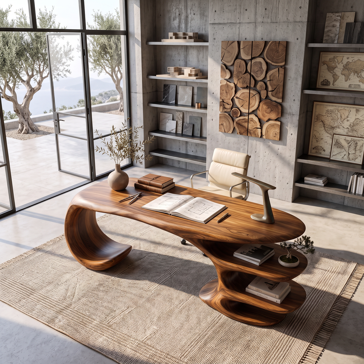 Artistic Rounded Corner Desk Living Room Office