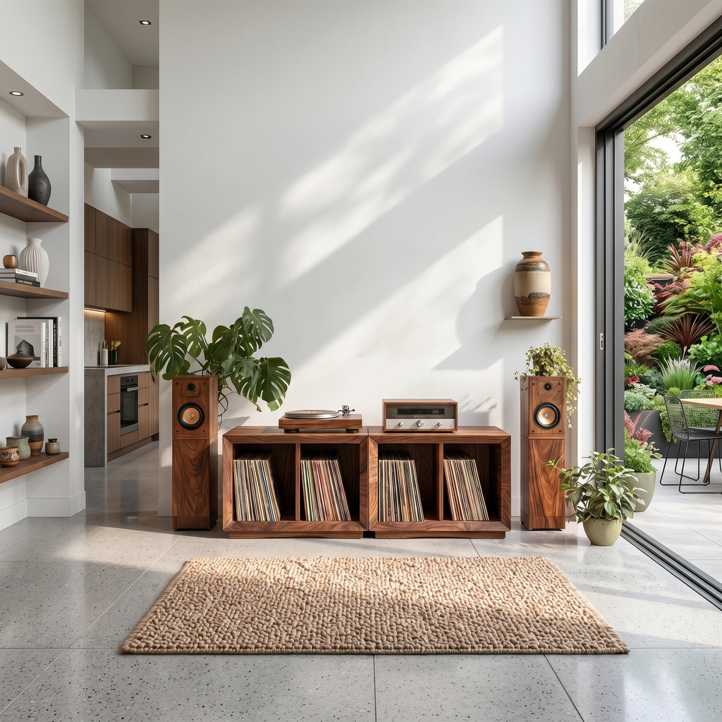 Contemporary Modular Vinyl Storage Cabinet Audiophile Lounge