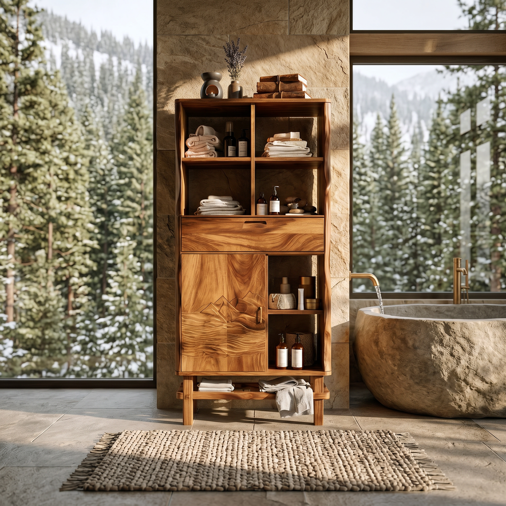 Contemporary Curved Display Cabinet Lake House