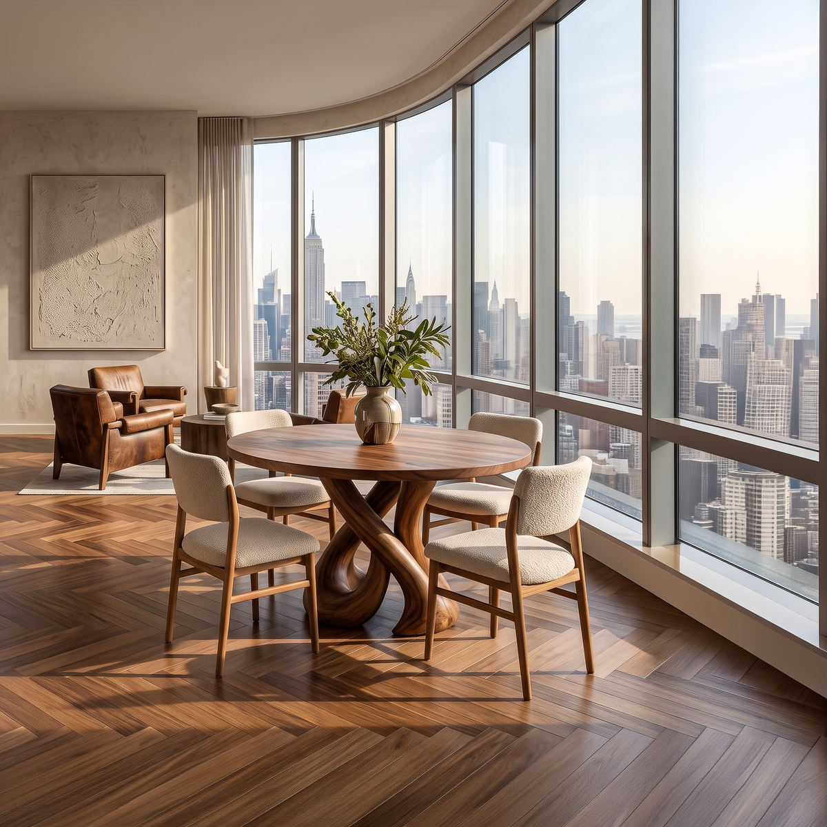 Contemporary Dining Table Organic Spiral Base For Modern Kitchen