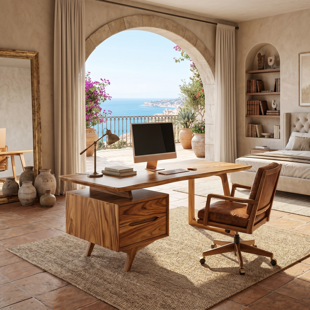 Contemporary Dual Pedestal Executive Desk Luxury Office