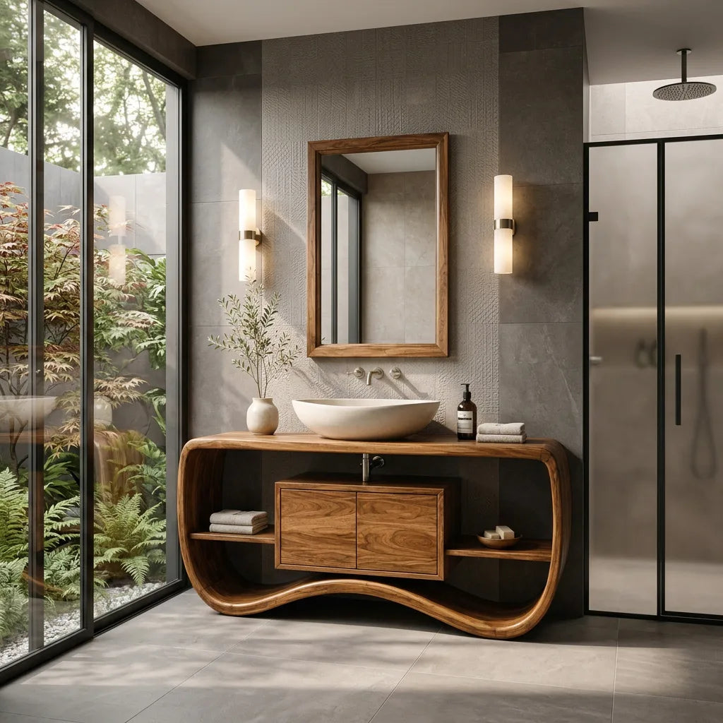 Contemporary Sculptural Open Frame Bathroom Vanity For Master Bathroom