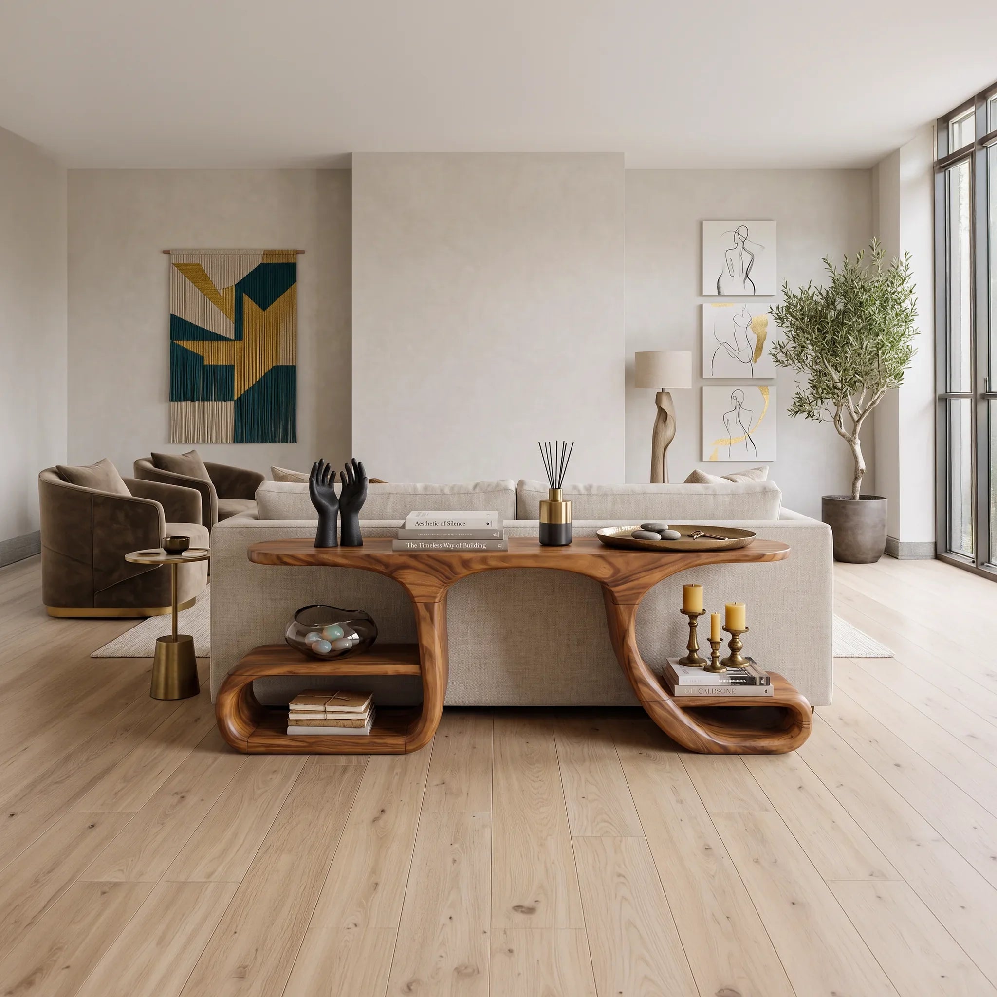 Contemporary Flowing Console Table For Modern Living Space