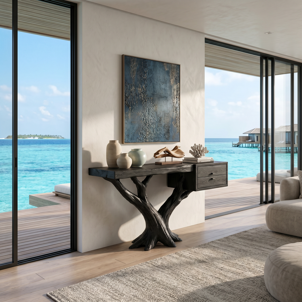 Contemporary Floating Tree Console Table Modern Hallway