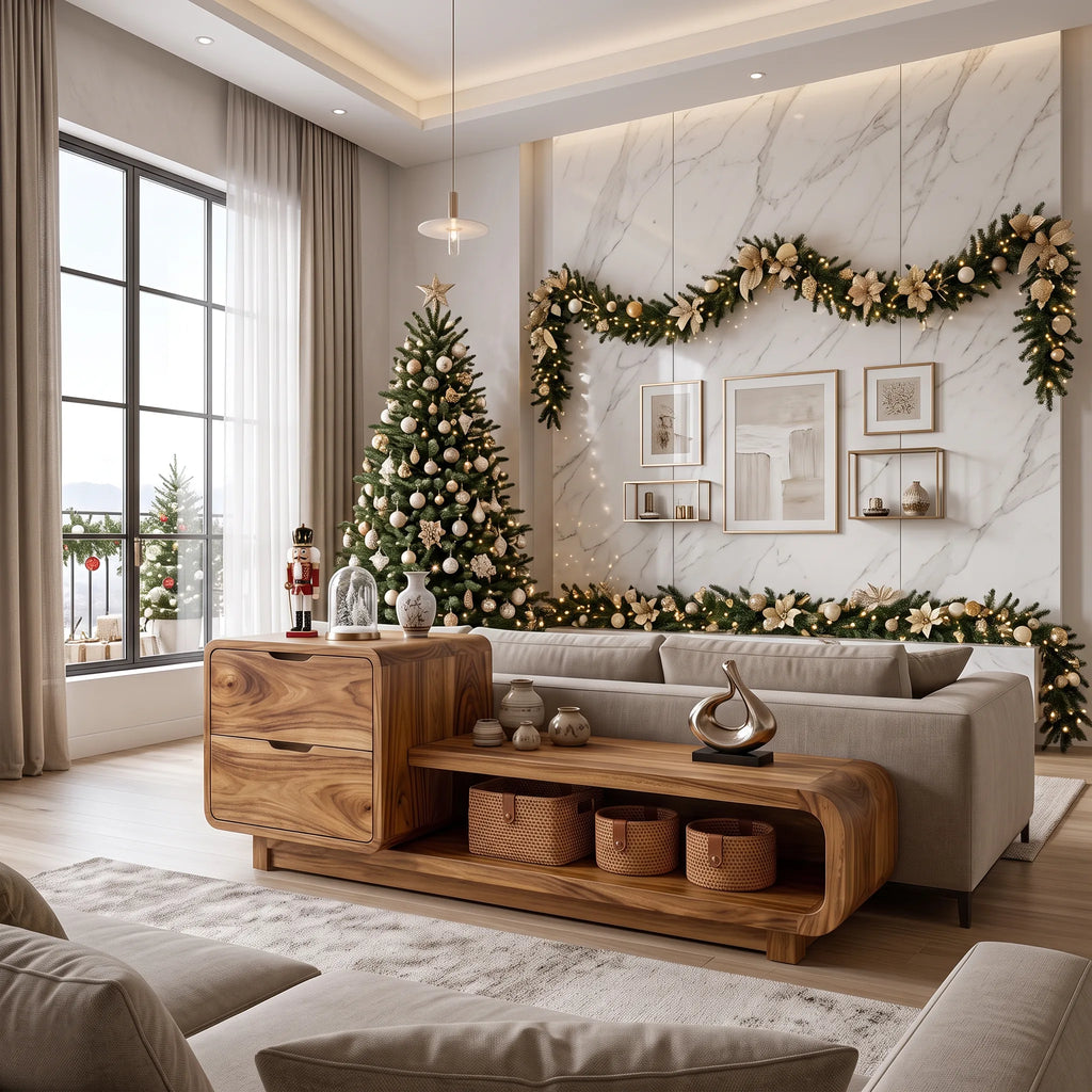 Christmas Wooden Storage Bench Cushion For Cozy Bedroom Decor