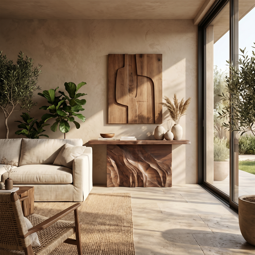 Contemporary Organic Edge Console Table For Foyer Interior Area