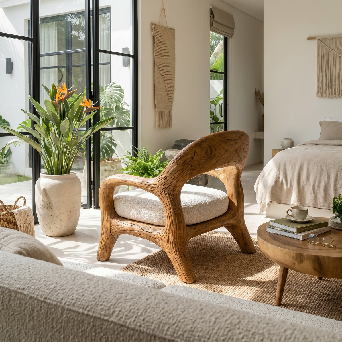 Biophilic Sculptural Accent Chair Conservatory Sunroom