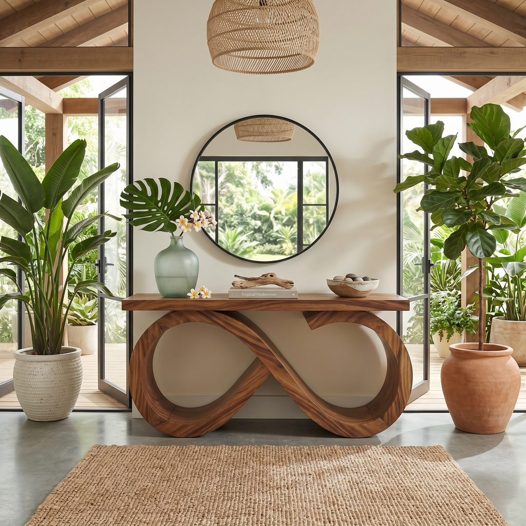 Contemporary Infinity Loop Console Table Modern Hallway