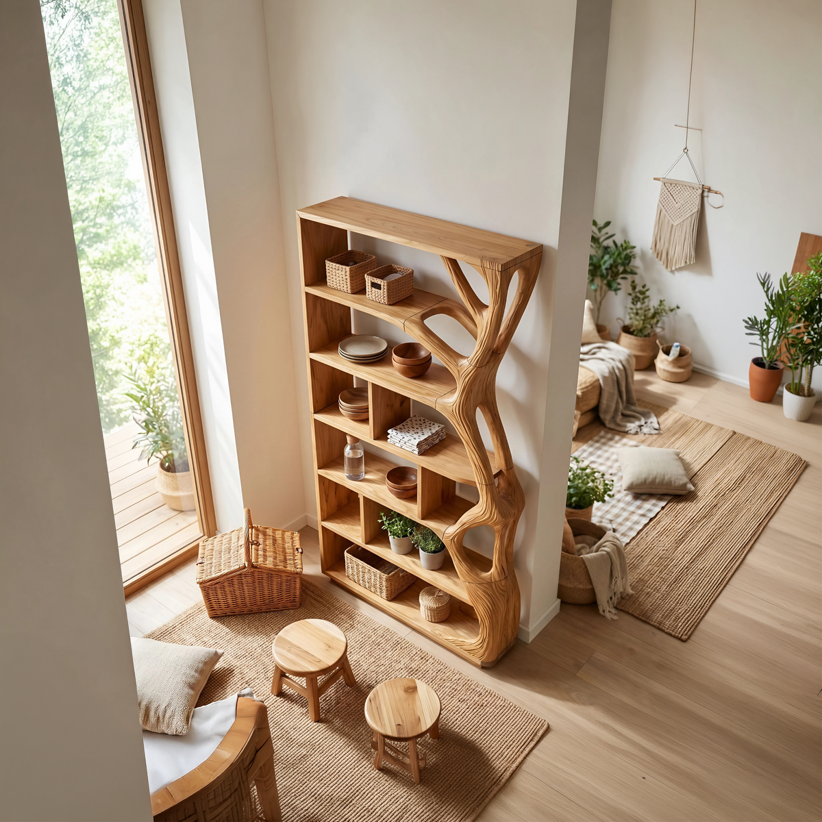 Contemporary Artistic Bookcase Storage Organizer For Office Space