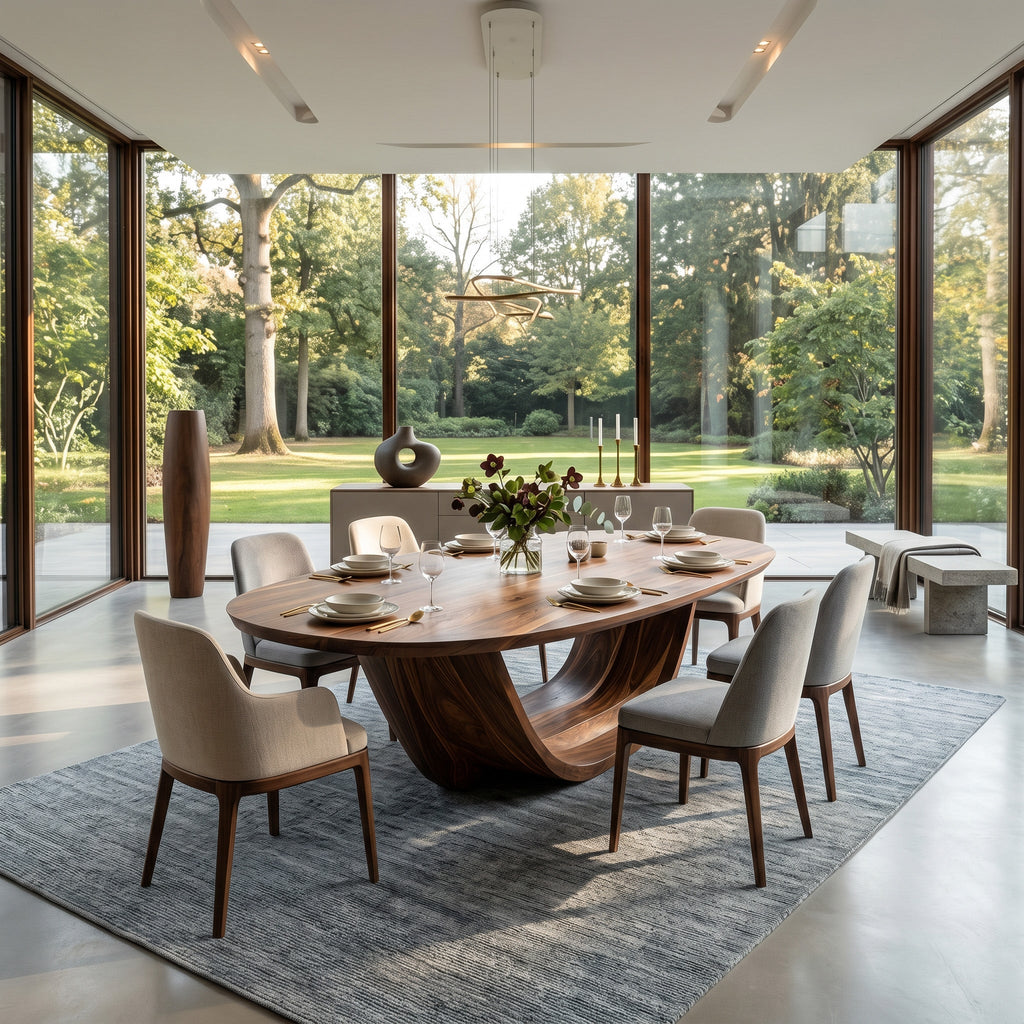 Contemporary Open Base Oval Dining Table For Dining Room