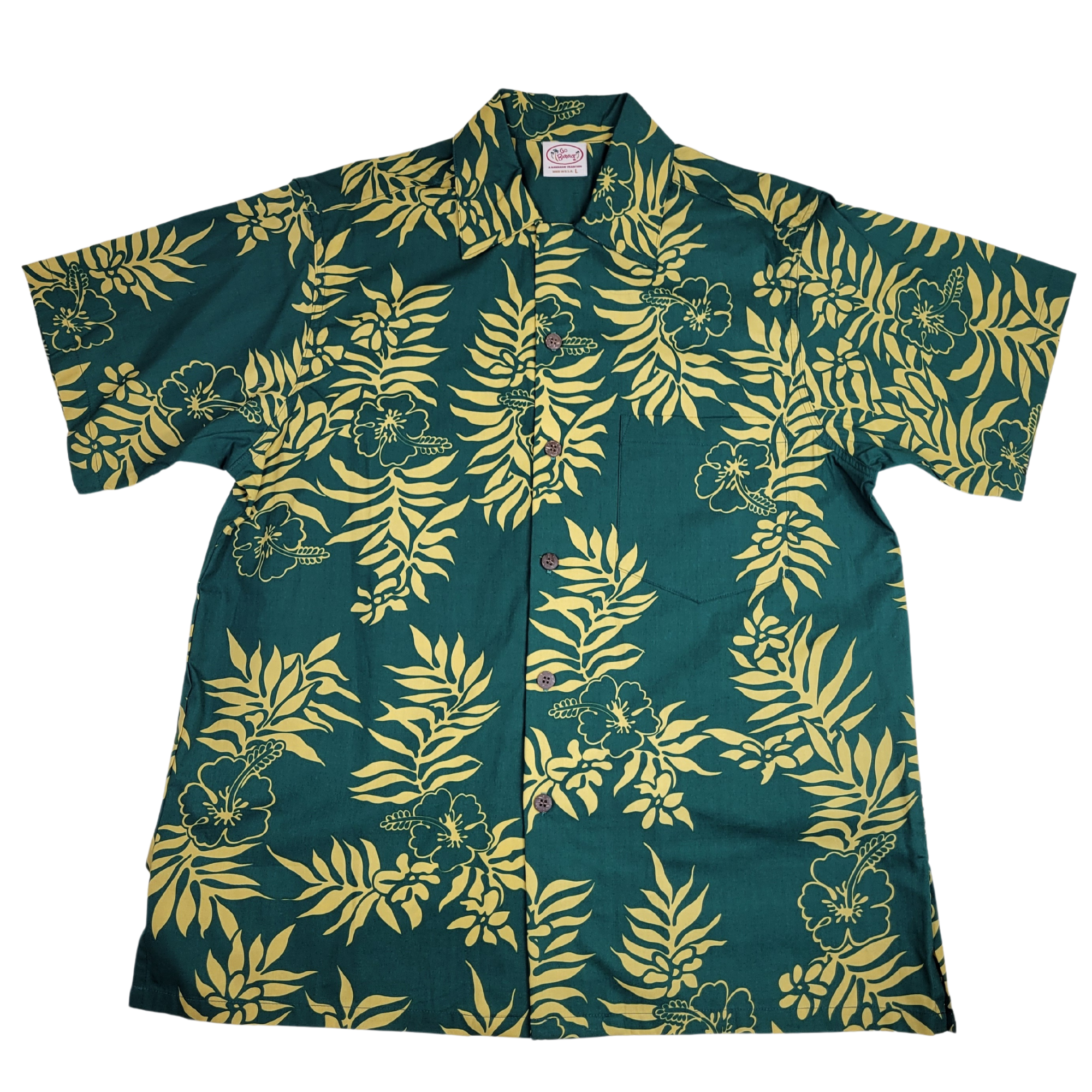 Mini Tahitian (Green/Gold) Hawaiian Shirts