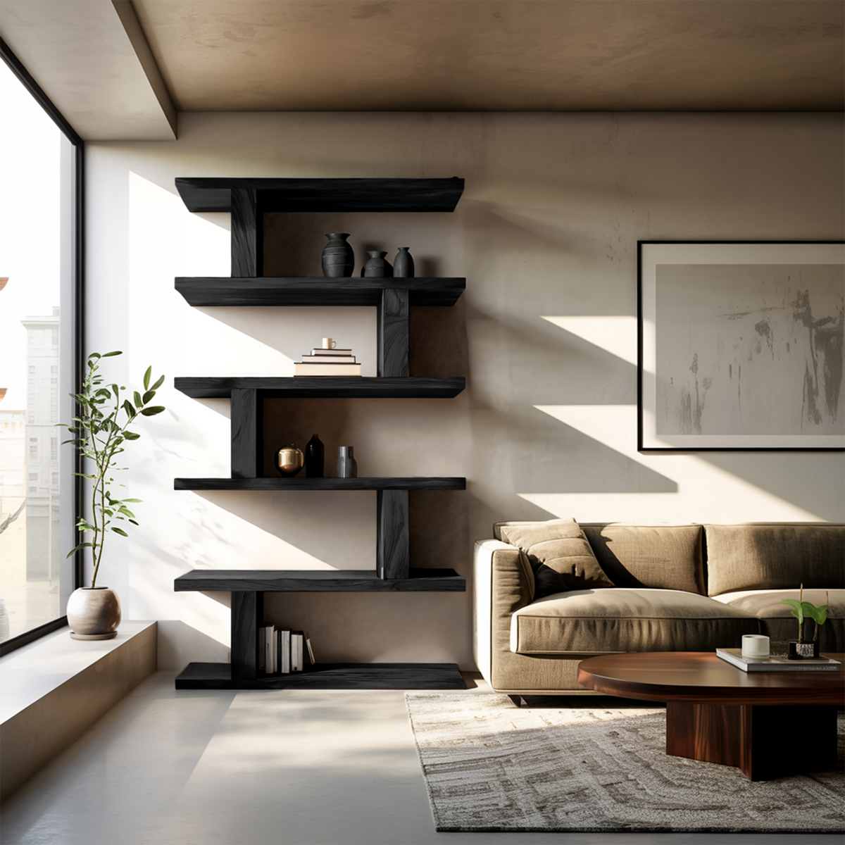 Contemporary Bookshelf With Clean Lines For Living Room