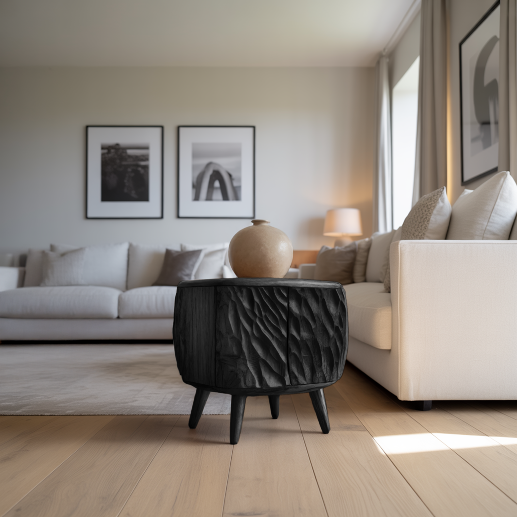 Artistic Carved Side Table For Living Room
