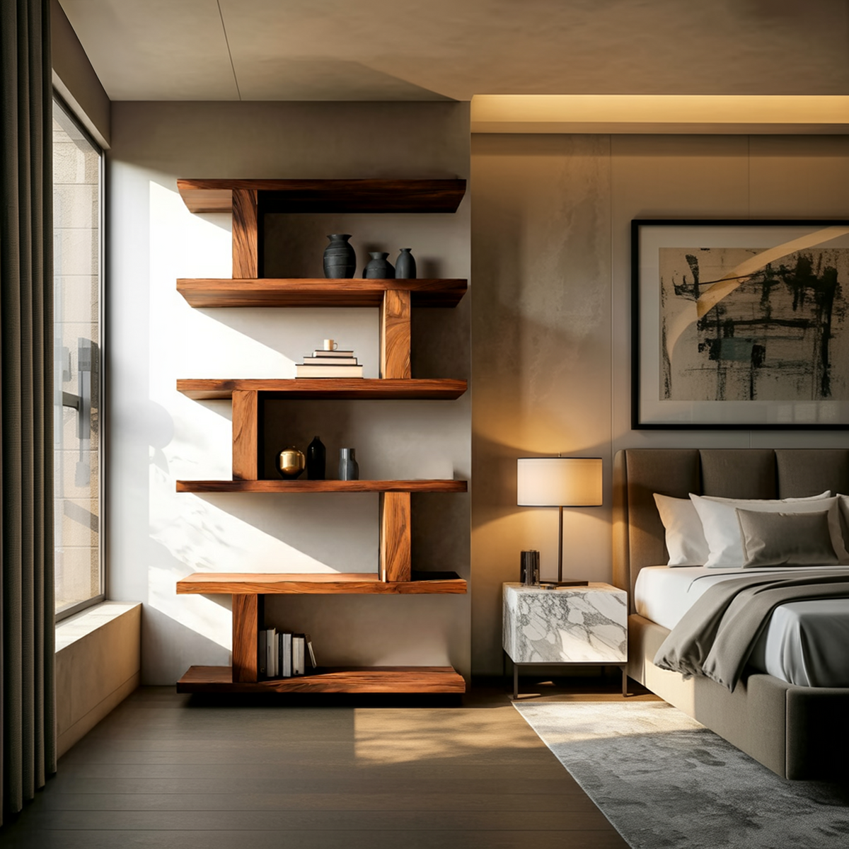 Contemporary Bookshelf With Clean Lines For Living Room