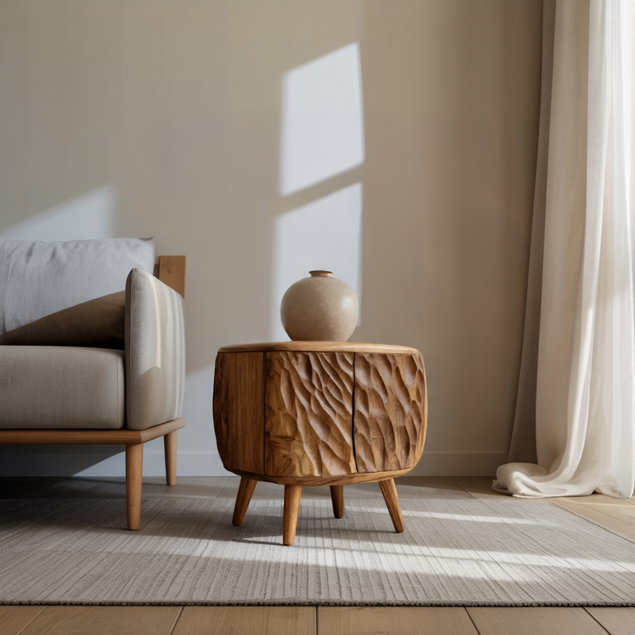 Artistic Carved Side Table For Living Room